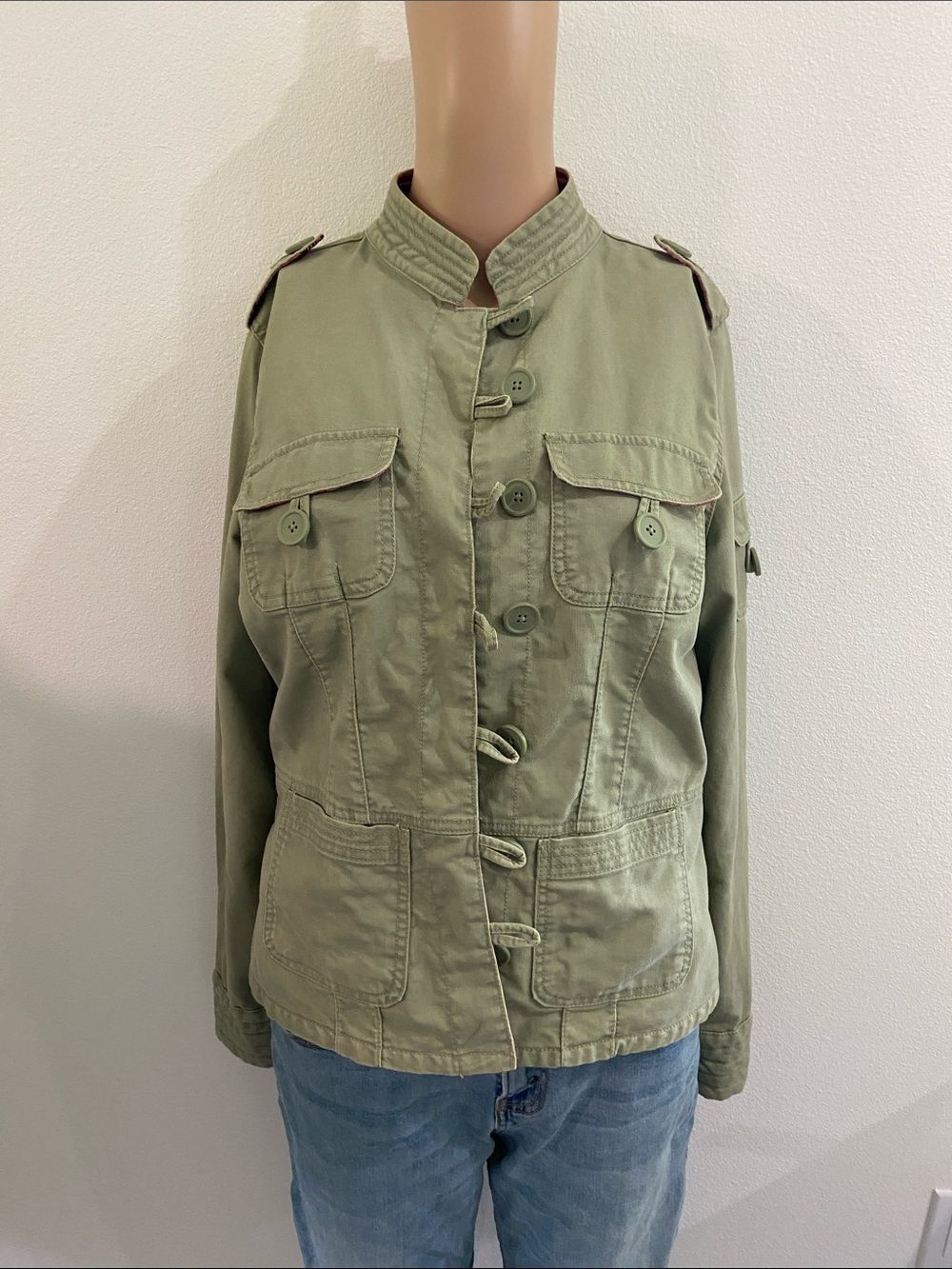 Old Navy Light Olive Utility Jacket with Epaulettes Sz L